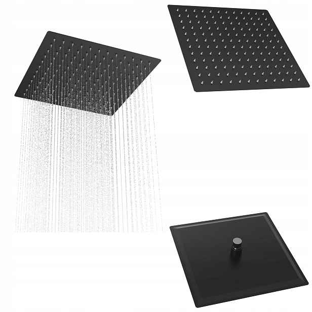Černá sprchová dešťová sprcha Slim čtvercová do kabiny 30 cm