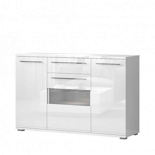 Komoda PIANO K150V-3KS1F/PN bílá lesk