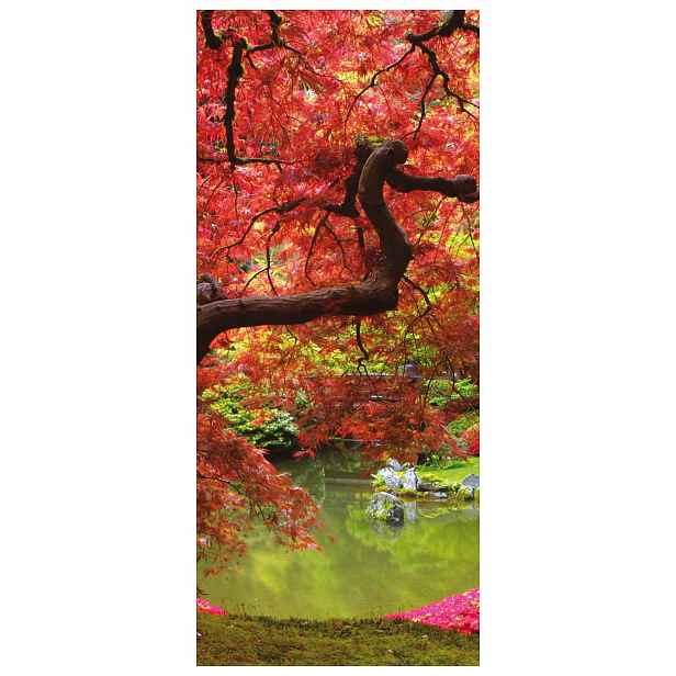 Samolepka Fototapeta Japonská zahrada na podzim Klony jezero harmonie 91x211