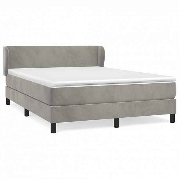 vidaXL Box spring postel s matrací světle šedá 140x200 cm samet
