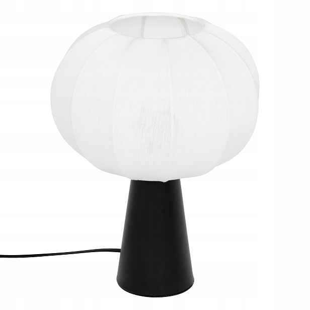 Noční Lampa Černá Bavlněná Stínidlo Bílá 25 CM x 33 CM