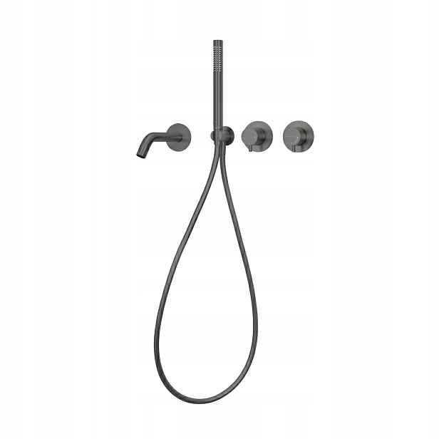 Sada Podomítková vanová baterie Hadice Cascade Gun Metal Balneo