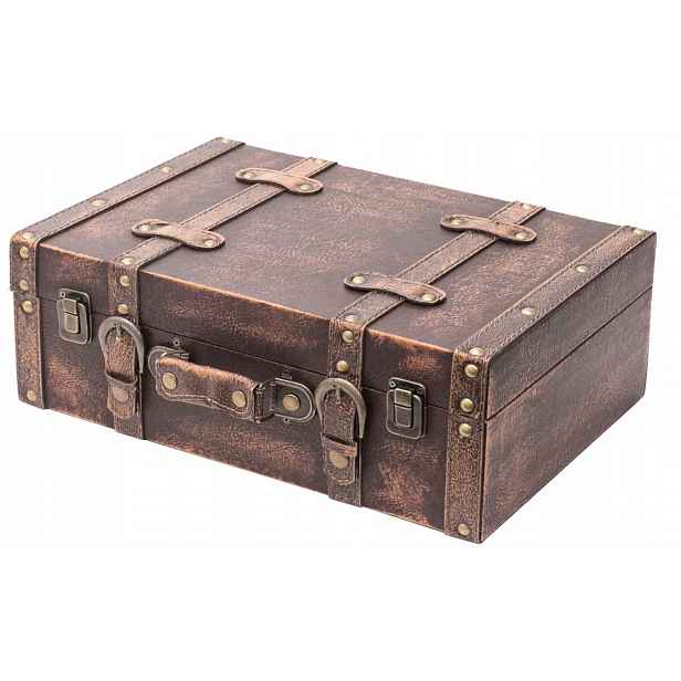 Dřevěný Kufr Vintage Retro Dekorativní kožená rukojeť Zámek 36 cm