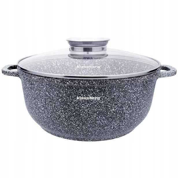 Hrnec s hliníkovým víkem, šedý mramor, 28 cm, objem 6,8 l Klausberg