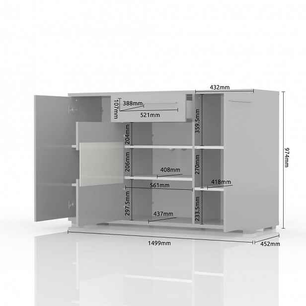 Komoda PIANO K150V-3KS1F/PN béžová lesk