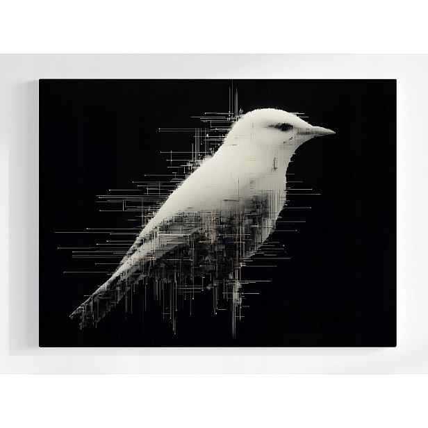 Plakát Digitální Grafika Pixel Glitch Art Ptak B&w 100x75
