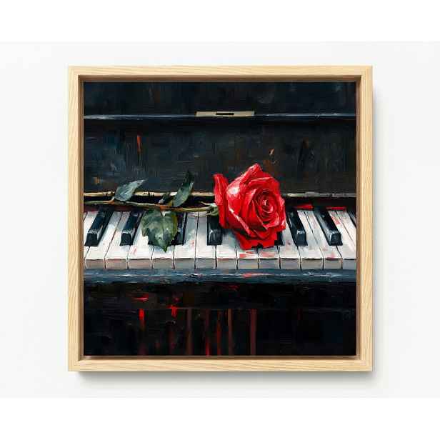 Obraz Rám Americká Krabička Hudba Umění Klavír Piano Květ Růže 50x50