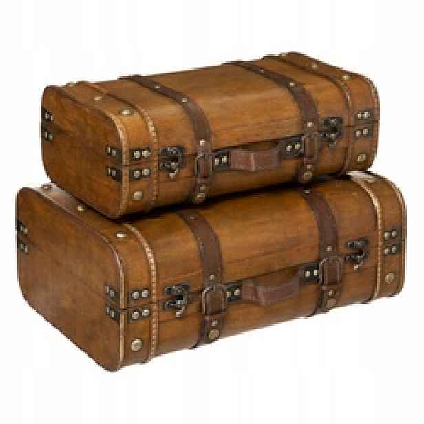 Úložné Boxy Sada 2 Kufrů 40,5 X 23,5 X 15 CM, Hnědé
