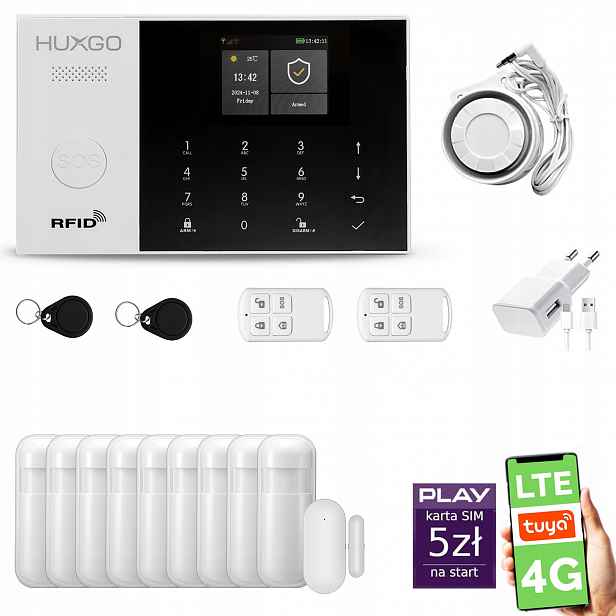 Bezdrátový alarm WiFi Gsm 4G, Tuya alarmový set Huxgo HXA005 R9PS