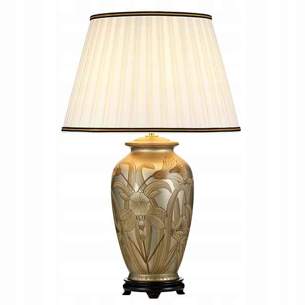Keramická stolní lampa stříbrná se zlatými květy 74 cm Designer's Lightbox