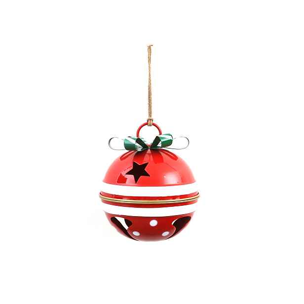 Mondex Vánoční kovová baňka SANTA LILA Bell 24,5x28,5 cm červená