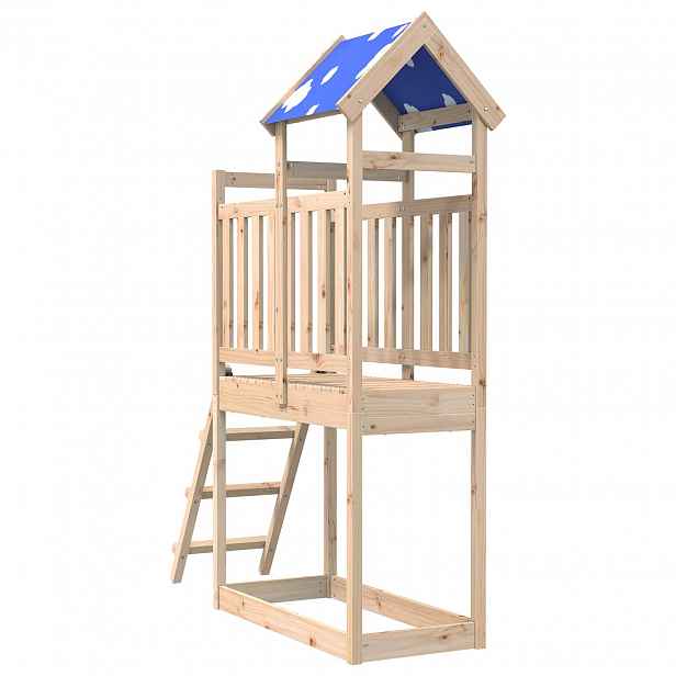 vidaXL Herní věž Hnědá 52,5 x 110,5 x 215 cm Masivní borové dřevo