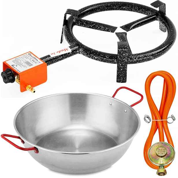 Perfect Home Pael-74 Paella pánev 50 cm s hořákem a hadicí, 3ks