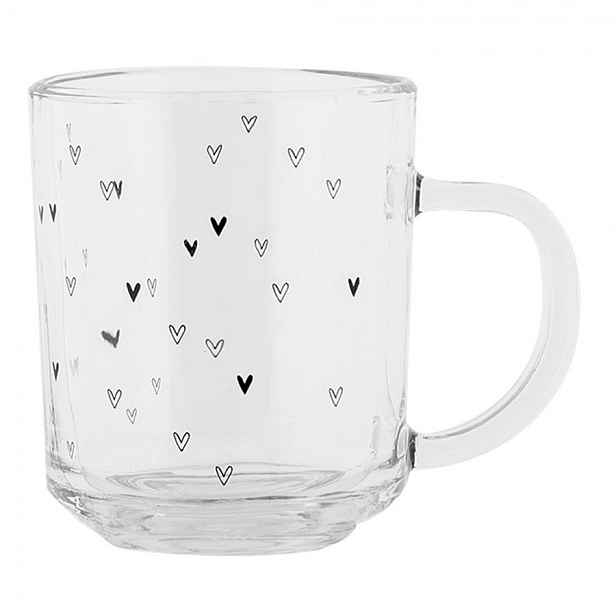 Skleněný hrnek se srdíčky Lovely Day - 11*8*9 cm / 200 ml Clayre & Eef