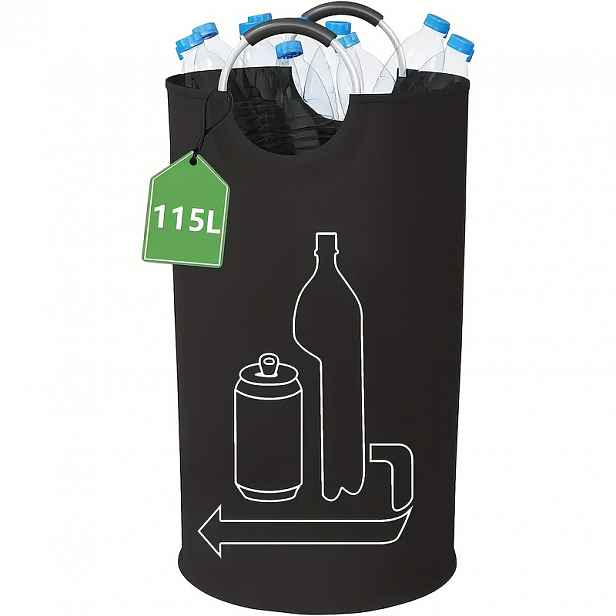 TEMU 115L Extra-Large kapacita úložiště a prádelna koš, skládací a opakovaně použitelný vnitřní recyklační koš, vybavený praktickými EVA háčky,