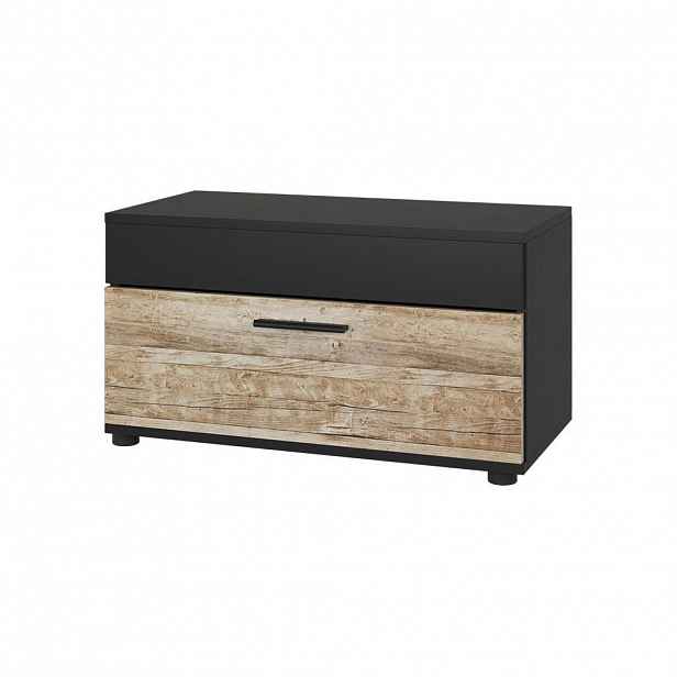 Vicco SKŘÍŇKA DO OBÝVACÍHO POKOJE Berno Černý/pískový dub 70.8 x 38.9 cm s výklopnými dveřmi