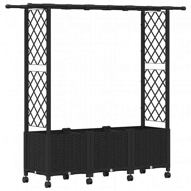 vidaXL Vyvýšený záhon s treláží a střechou Černá 162,5 x 40 x 142 cm