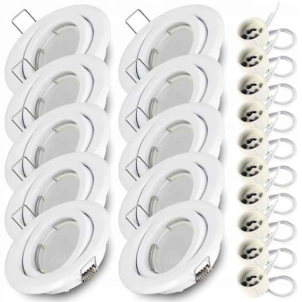 10x Stropní očko Halogenové svítidlo Bílé Led žárovka GU10 7W 6000K