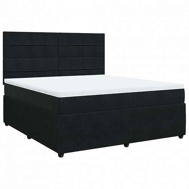 vidaXL Box spring postel s matrací černá 180x200 cm samet