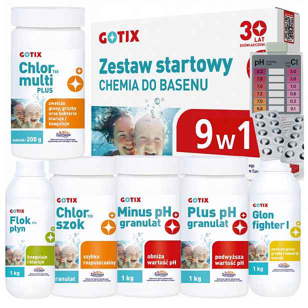 Chlor Sada bazénové chemie 9v1 Chlor do bazénu a startovací vířivky 9 v 1