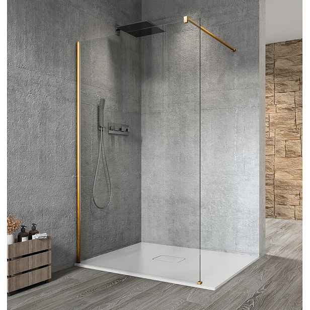 Gelco VARIO GOLD MATT jednodílná sprchová zástěna k instalaci ke stěně, čiré sklo, 800 mm
