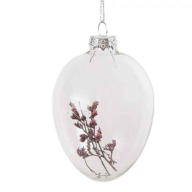 Závěsné skleněné vajíčko s květy Egg Bloom - Ø 7*10 cm  Clayre & Eef