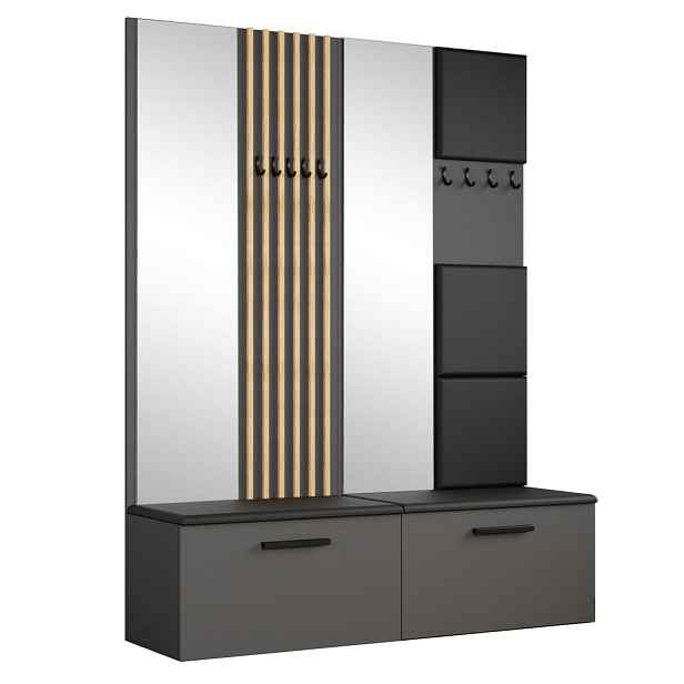 MASSENO MODERNÍ PŘEDSÍŇOVÁ SESTAVA MODULO, 161,2/204/40 cm, šedá