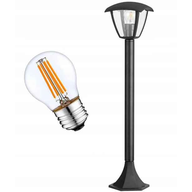Venkovní Stojací Zahradní Lampa Sloupek Černá Led