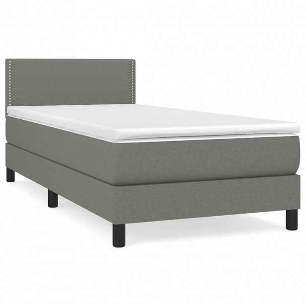 vidaXL Box spring postel s matrací tmavě šedá 80 x 200 cm textil