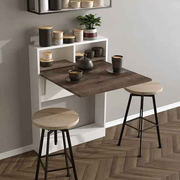 Casarredo Sklápěcí jídelní stolek BRACKED - ořech//bílá
