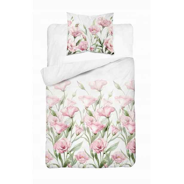 Povlečení 140x200 Růžové květy na bílém pozadí Home Satin