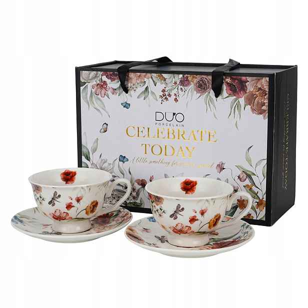 Šálky 250 ml sada 2 ks Royal Rebecca květiny elegantní gift box