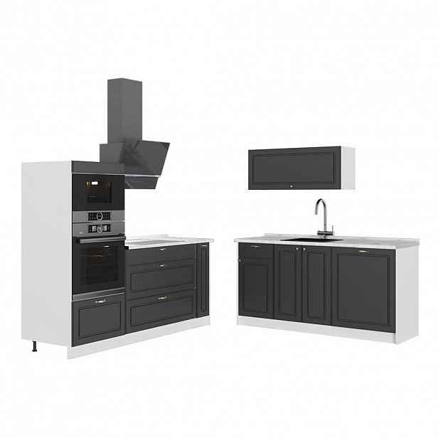 Vicco KUCHYNĚ Fame-Line, Anthrazit-Gold Landhaus/Bílá, 340 cm, PD Mramor