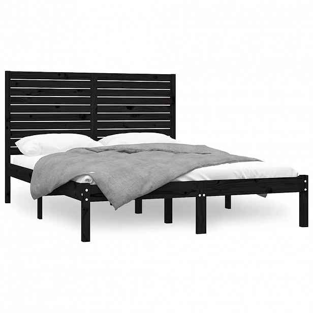 vidaXL Rám postele černý masivní dřevo 150 x 200 cm King Size