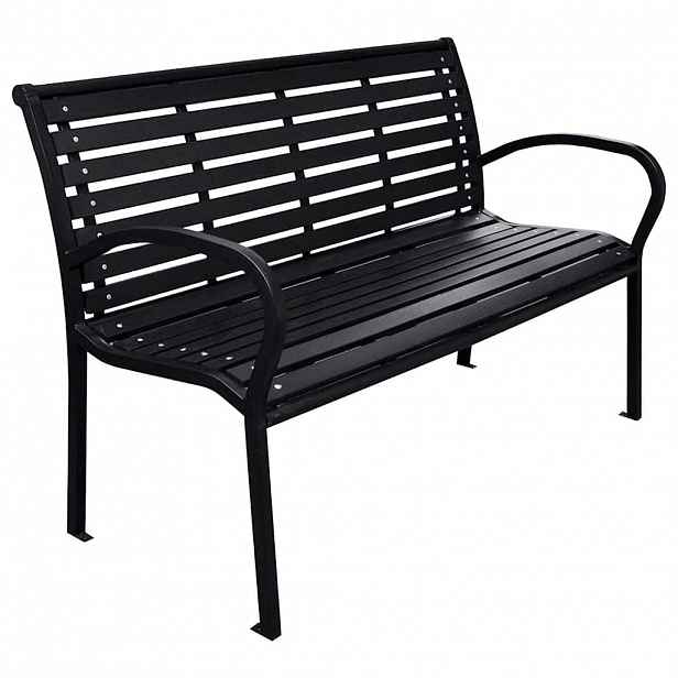 vidaXL Zahradní lavice černá 116 cm ocel a WPC