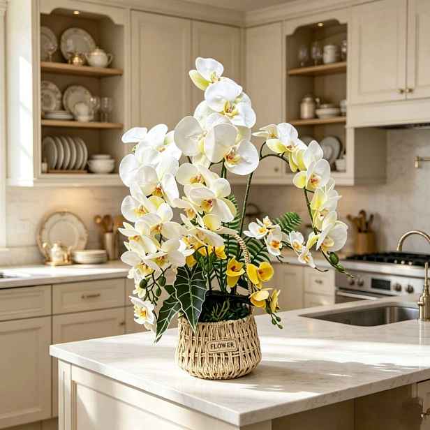 Umělý Orchidej Dekorativní Kompozice Kvalita 50CM-60cm