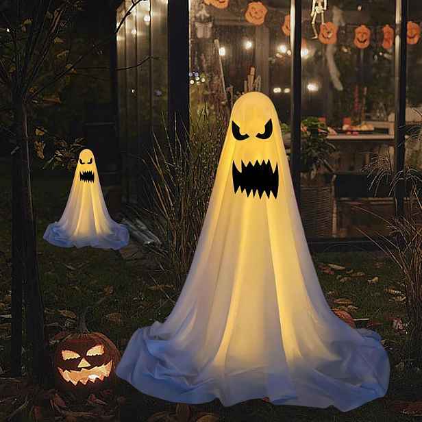 Dekorace na Halloween, 165 cm, stojící duch se světly