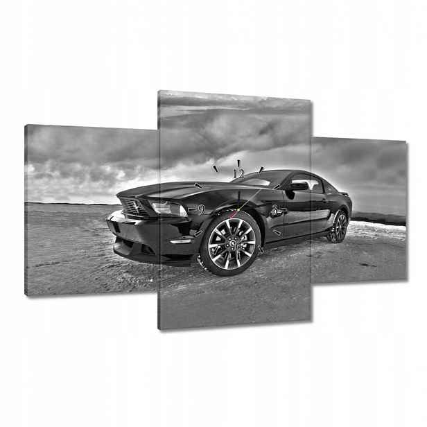 Hodiny 100x60 Ford Mustang na sněhu Auto Klasika vyrobeno v Usa