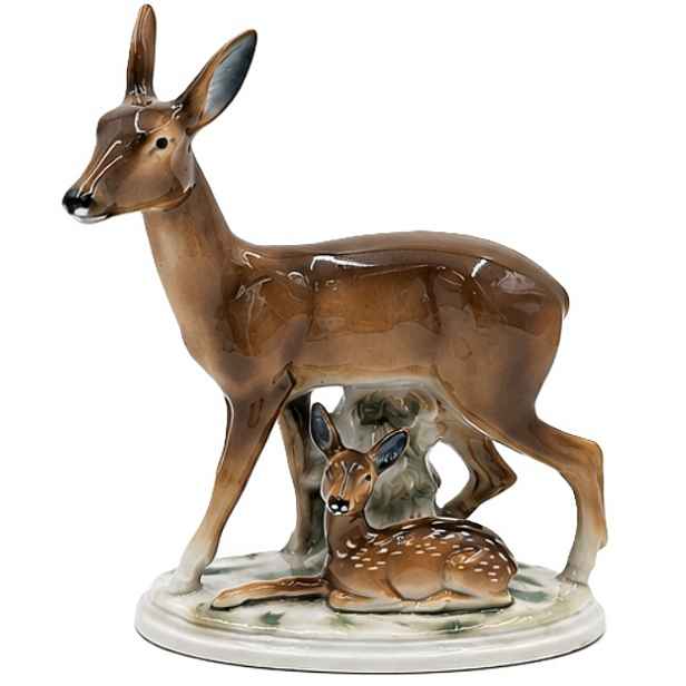 Porcelánová figurka Srna s jelenem