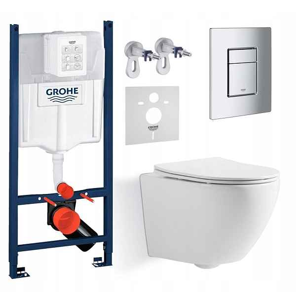 Sada Wc Rám Grohe s mísou Wc Imprese Blatná a tlačítkem chrom Fresh