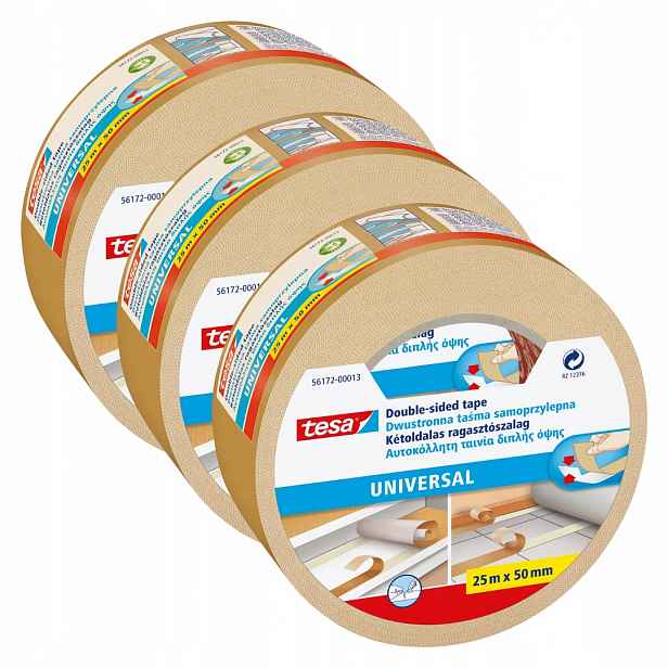 Tesa Oboustranná samolepicí na koberce silná 25 m x 50 mm x3