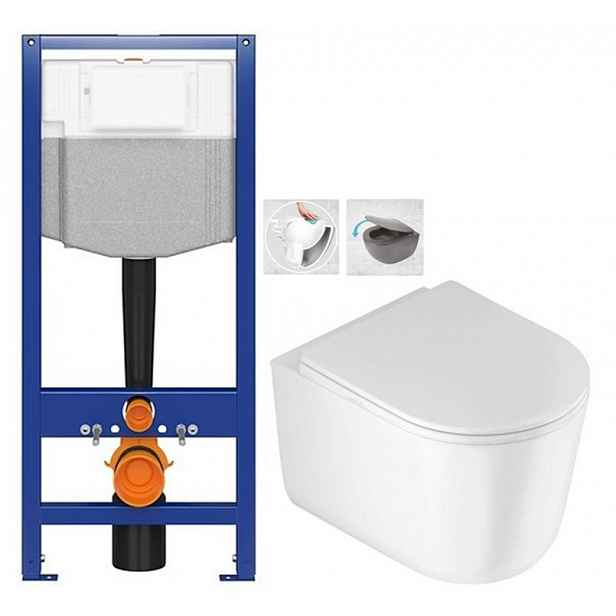 AKCE/SET - CERSANIT předstěnový instalační systém bez tlačítka + WC DEANTE Jasmin se sedátkem RIMLESS /VÍROVÉ SPLACH/ K97-526 X JA1
