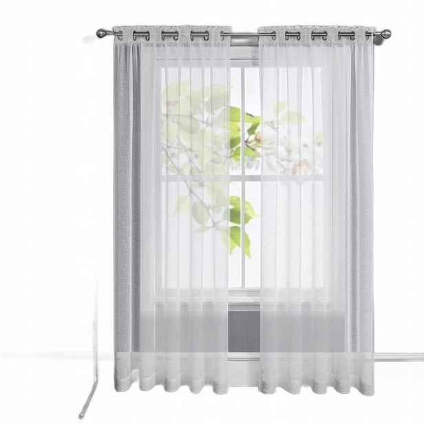 Bílé záclony s průduchy Transparentní Sada 2ks do ložnice 260x140 cm