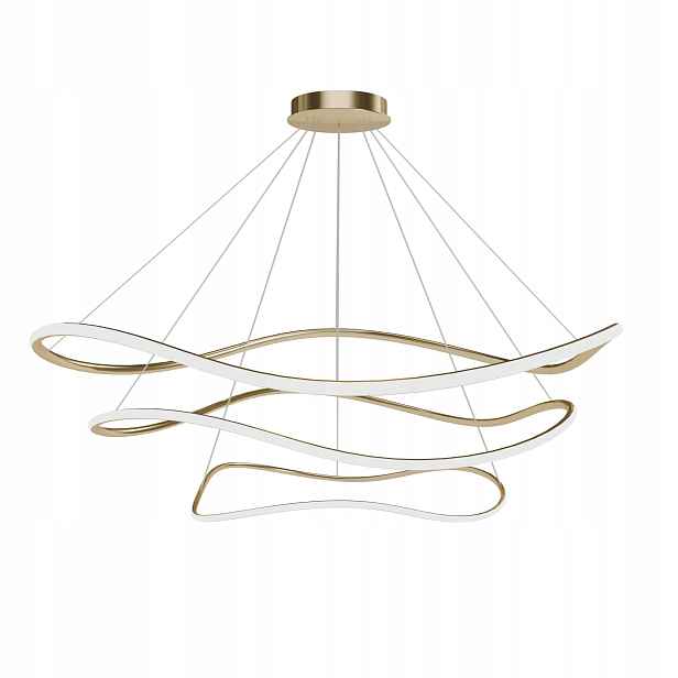 Led Lustr Do Obývacího Pokoje Toolight LHJ018-CP3 Zlatý Ring Moderní Bílý