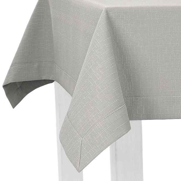Ubrus odolný proti skvrnám, šedý, silná struktura lnu, manžeta 5 cm, Vera 80 x 130 cm