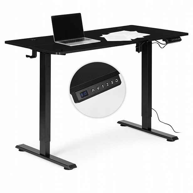 ModernHome Elektrický psací stůl 120 x 60 cm, nastavitelná výška, černý