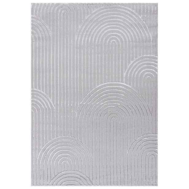 Koberec do obývacího pokoje grafitový 200x300 cm geometrické oblouky moderní měkký