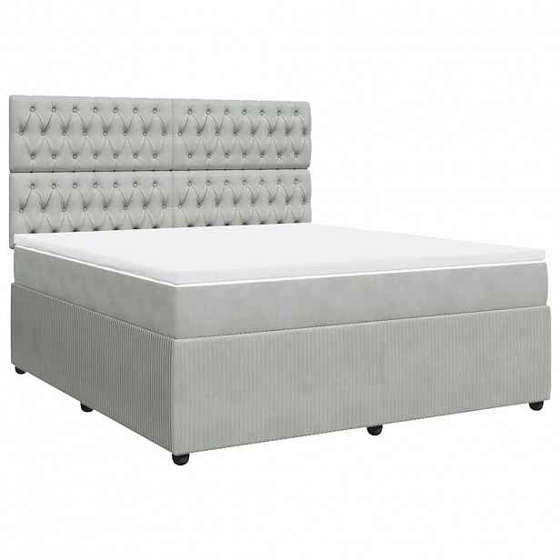 vidaXL Box spring postel s matrací světle šedá 180x200 cm samet