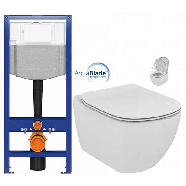 AKCE/SET - CERSANIT předstěnový instalační systém bez tlačítka + WC Ideal Standard Tesi se sedátkem SoftClose, AquaBlade  K97-526 X TE1