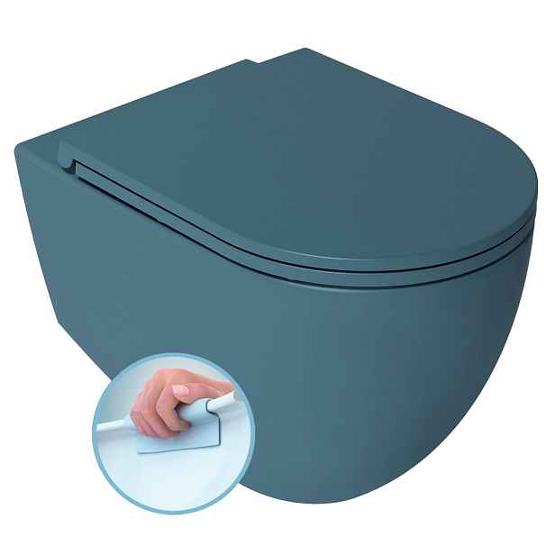 Isvea INFINITY závěsná WC mísa, Rimless, 36,5x53cm, zelená petrol